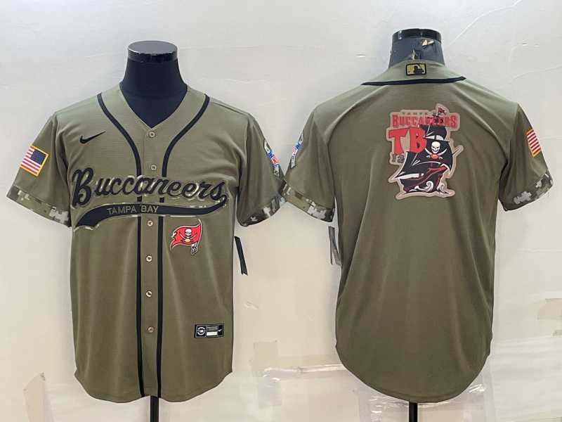 Men%27s Tampa Bay Buccaneers Olive Salute to Service Team Big Logo Cool Base Stitched Baseball Jersey->buffalo sabres->NHL Jersey